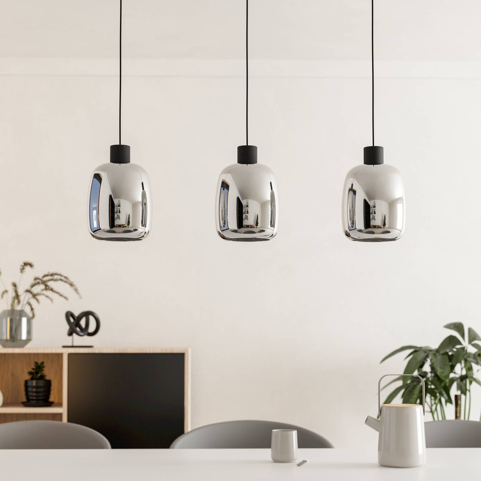 EGLO connect LED-Hängelampe Molochio-Z, 3-fl., schwarz, klar günstig online kaufen