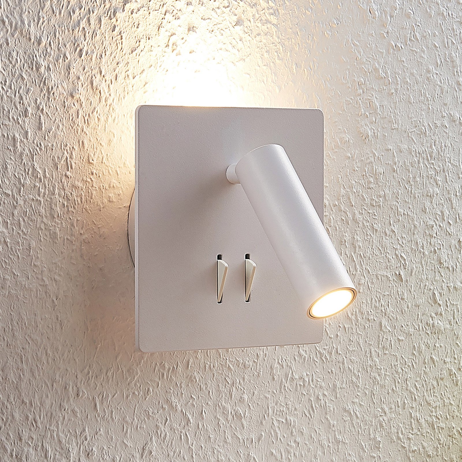 Lucande Magya LED fali lámpa fehér 2 izzós négyzet
