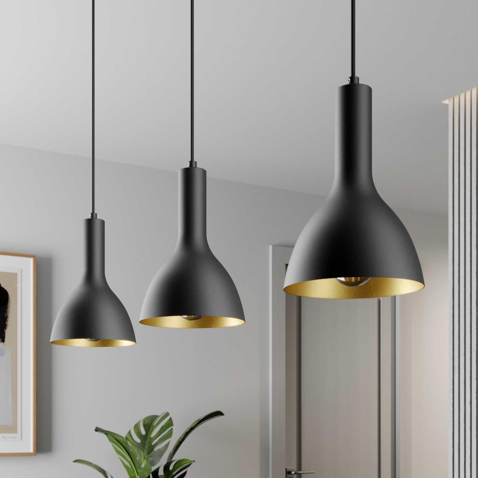 Cosmina 3 Hanglamp Black/Gold - Arcchio