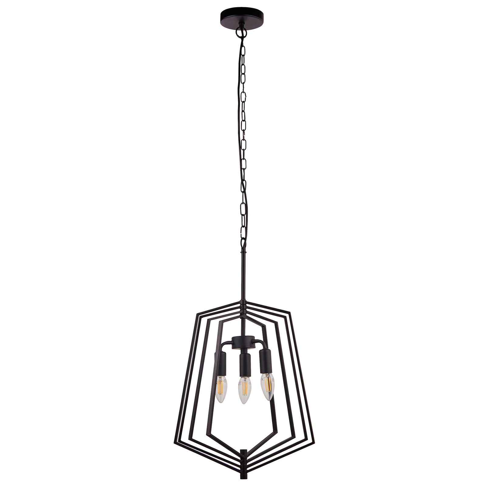 Viseća svjetiljka s tri žarulje, crna, Ø 35 cm