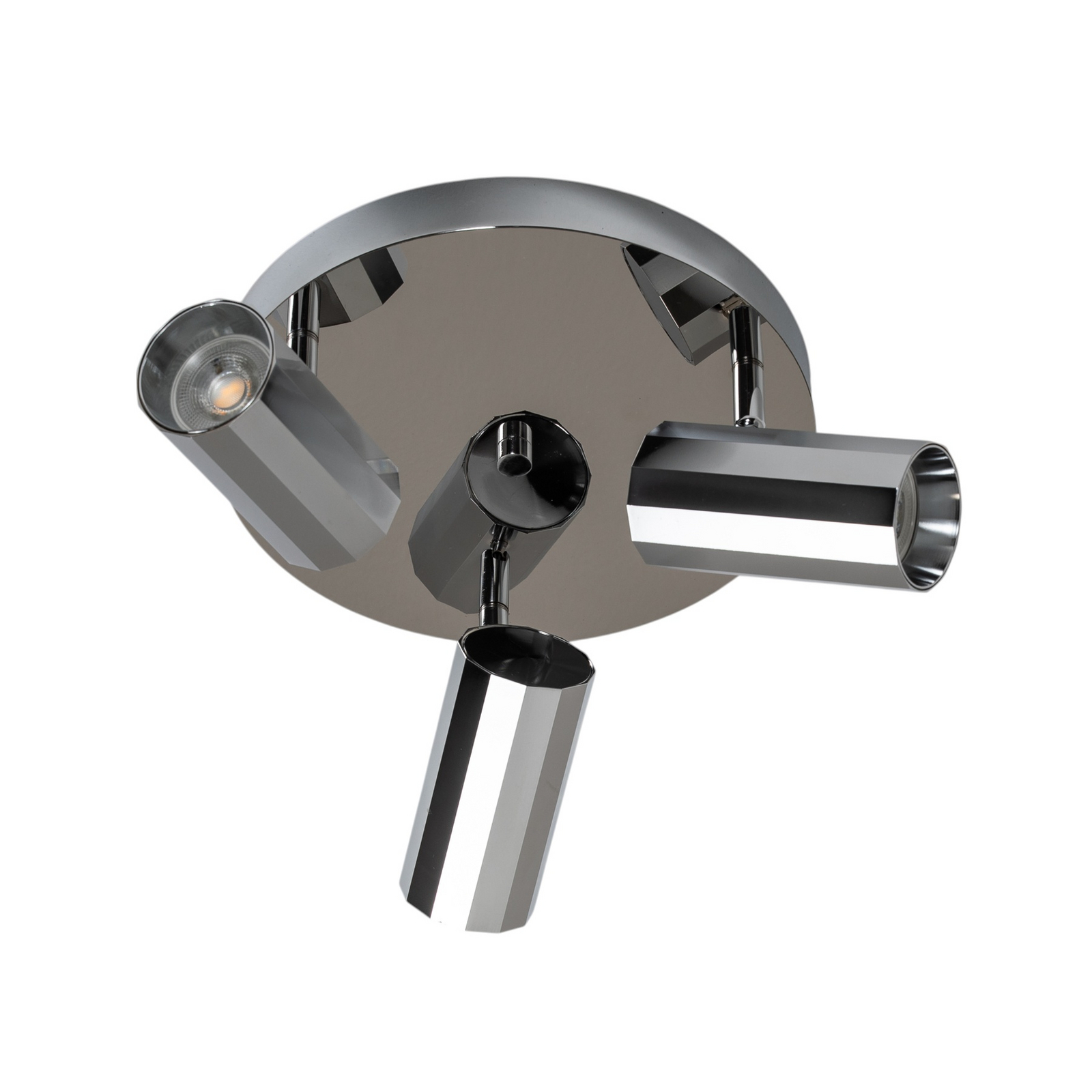 Deckenstrahler Oktano, chromfarben, Ø 35 cm, 3-flg., Metall