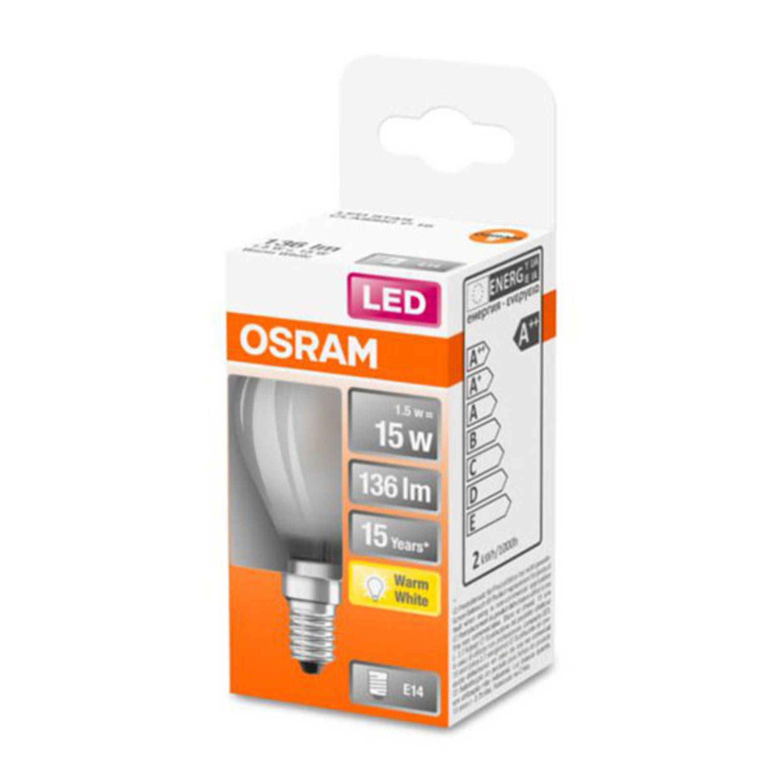 OSRAM Classic P LED-lampa E14 1,5 W 2 700 K matt