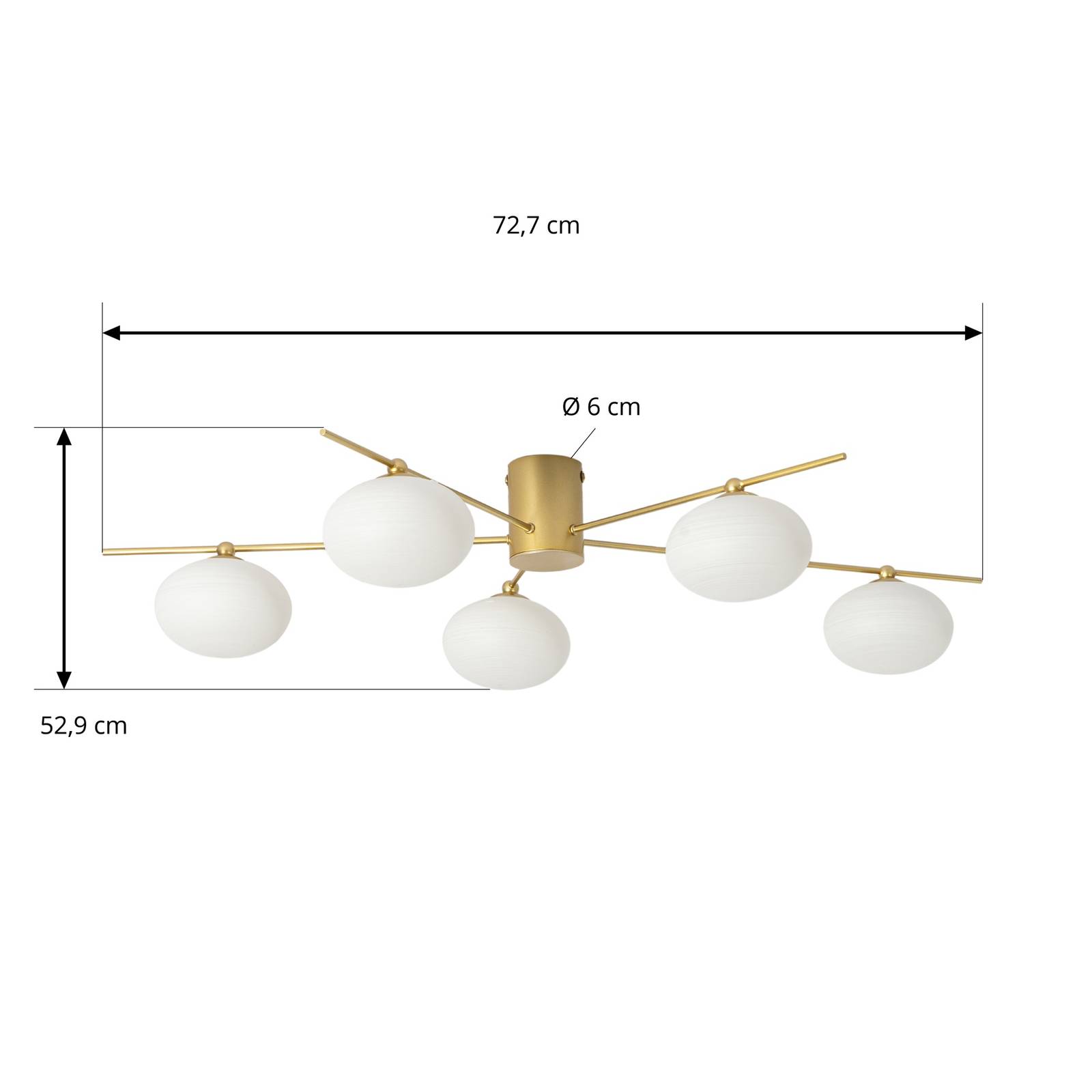 Lampa sufitowa Lindby Valisa złota 5-punktowa