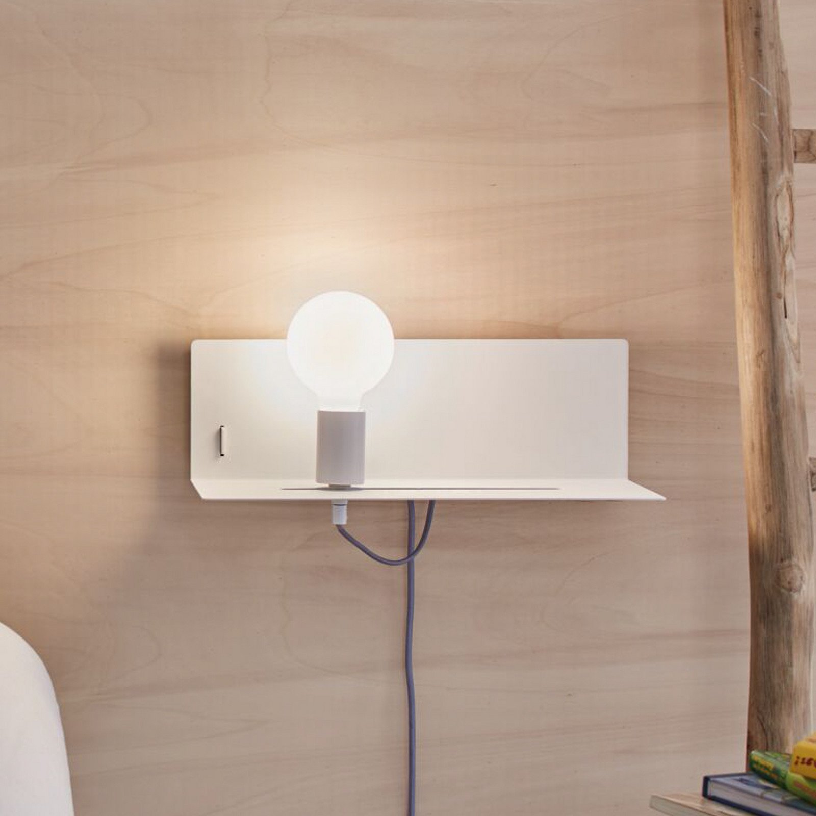 Aplică de perete Paulmann Devara albă 40 cm E27 Port USB - dormitor - Modern - alb mat - Metal