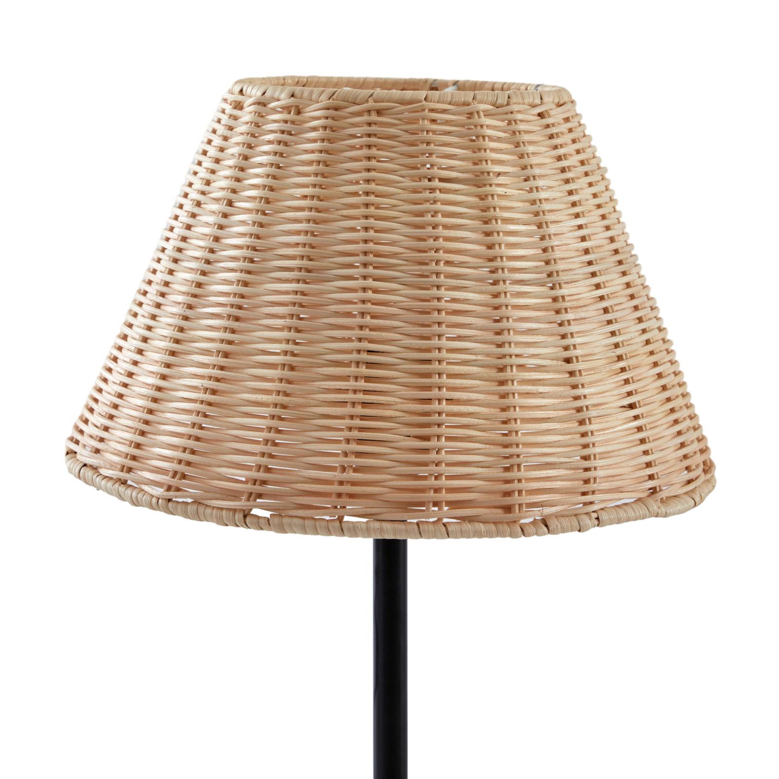 Lampa stołowa Lindby Zyralia, kolor drewna, rattan, Ø 30 cm