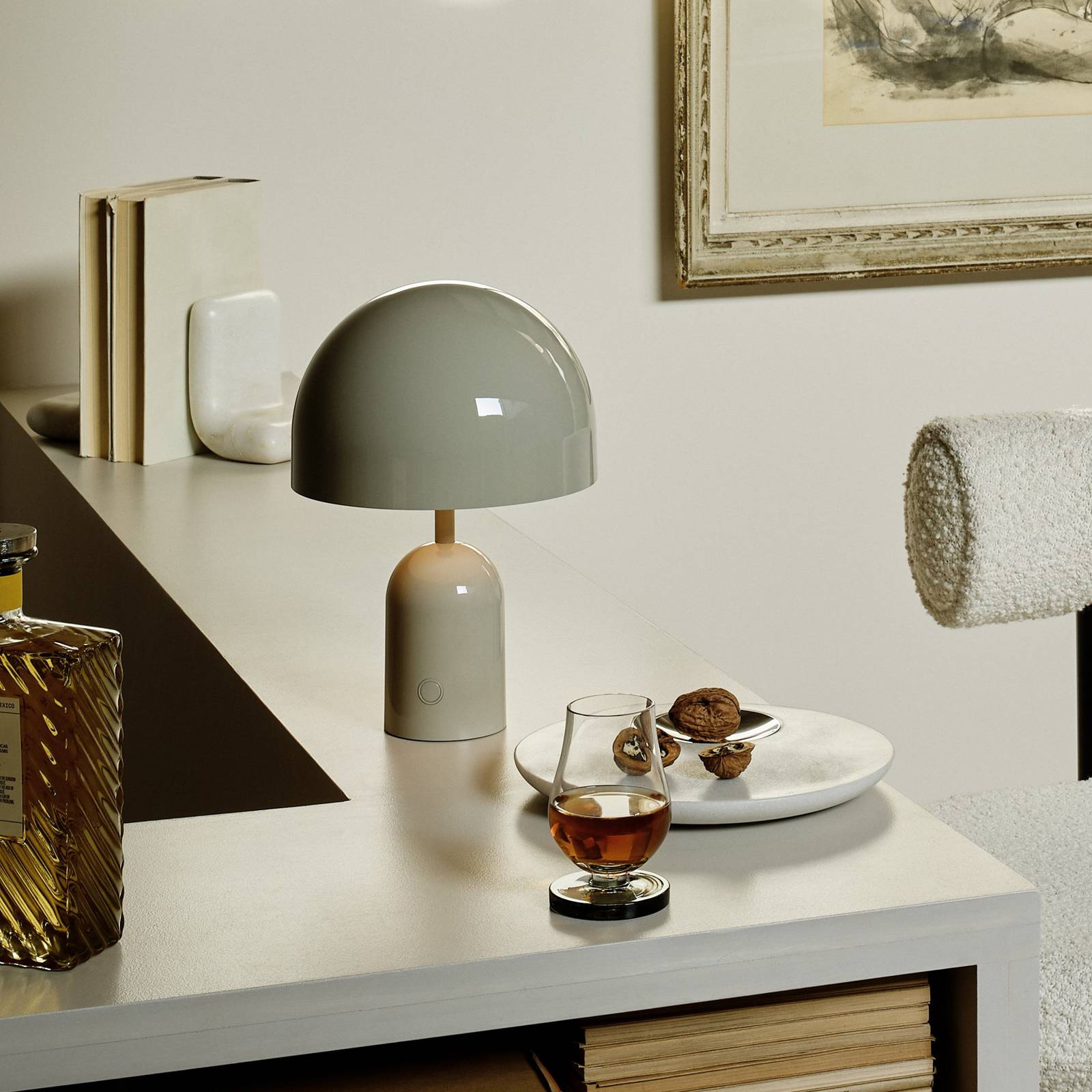 Przenośna lampa stołowa LED Tom Dixon Bell, jasnoszara, 28 cm