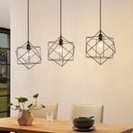 Finnigan hanging light, grid lampshade, 3-bulb