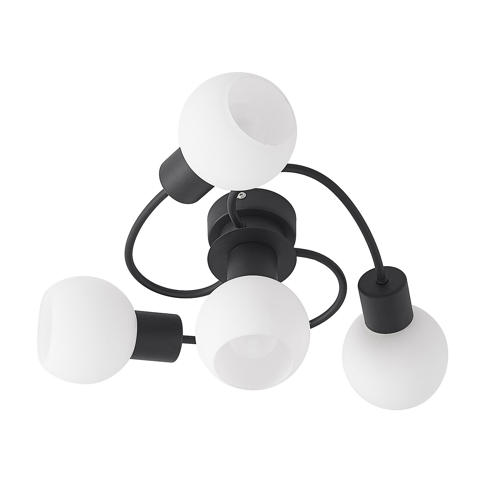 Lindby loftlampe Ciala, 4-lys, sort, hvid, glas