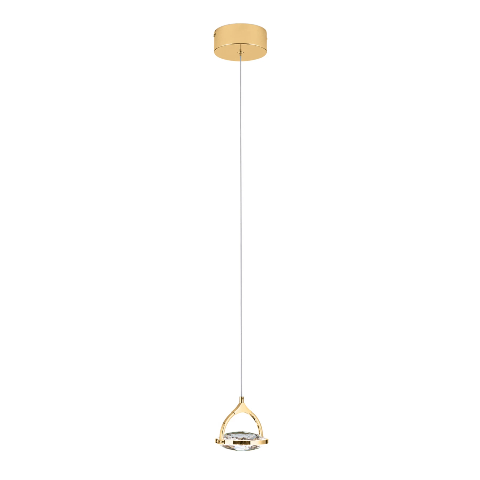 Moon LED pendant, K9 crystal glass, 1-bulb, gold