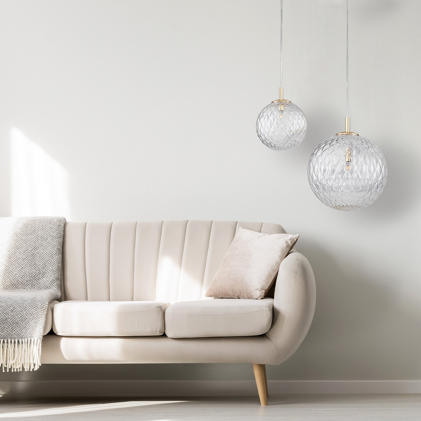 TK Lighting Suspensie Cadix din sticlă o singură lumină Ø 21 cm - Camera de zi / sufragerie - transparent auriu