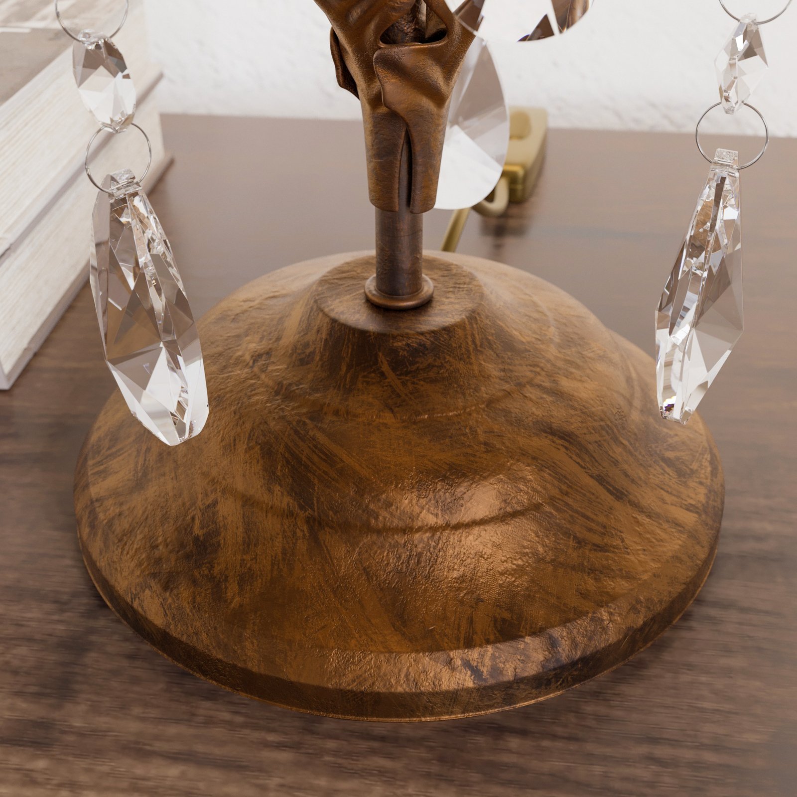 Lampa stołowa Teresa z kryształkami, bez klosza