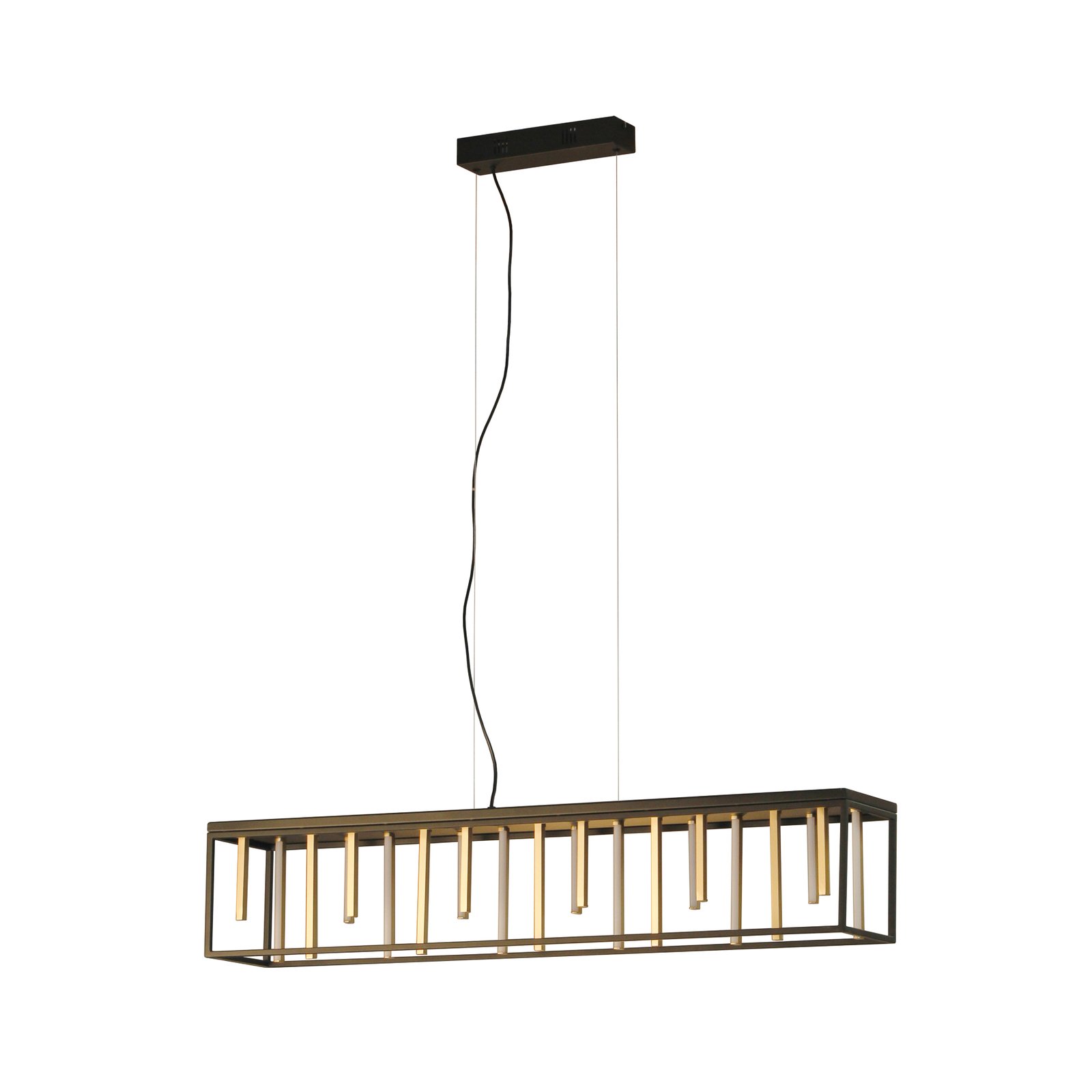 Grid LED pendant light, metal, remote control, CCT, dimmable