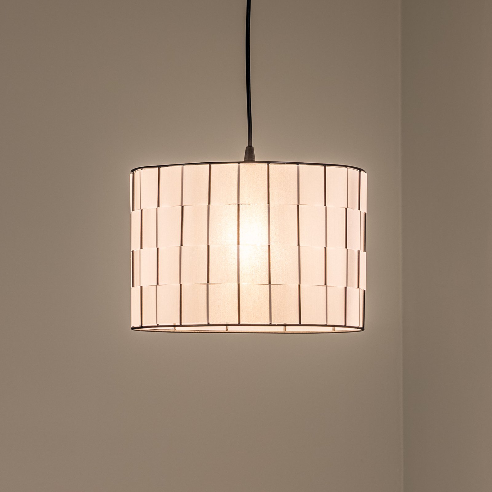 Lampa wisząca Atlanta, biała, Ø 30 cm, tekstylna, E27