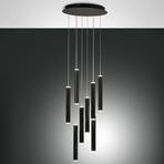 Suspension LED Prado, noir, 8 lampes, Ø 40 cm, intensité variable