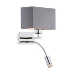 Harry wall lamp, angular, chrome/chrome/dark grey