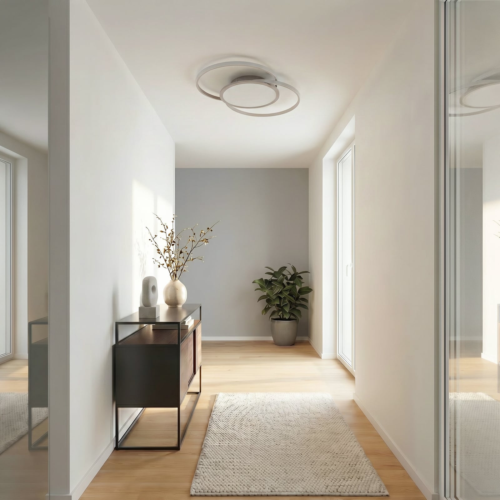 Lucande LED stropní svítidlo Senne, CCT, stříbrná, kov