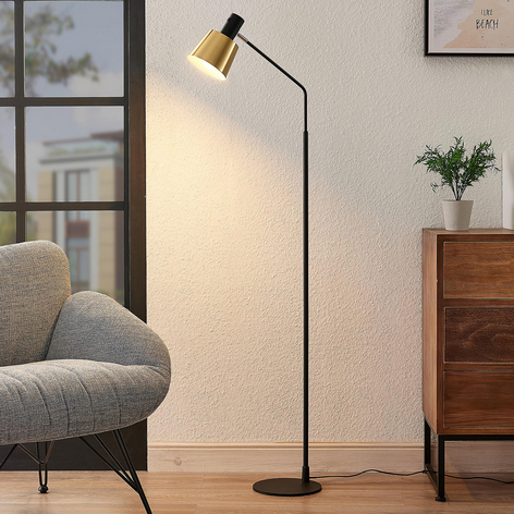 Lindby Vlada golvlampa för läsning, mässing, svart
