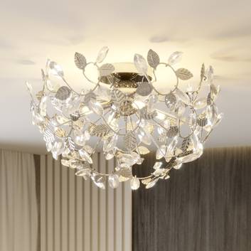 Bjarne ceiling light in leaf design with crystal