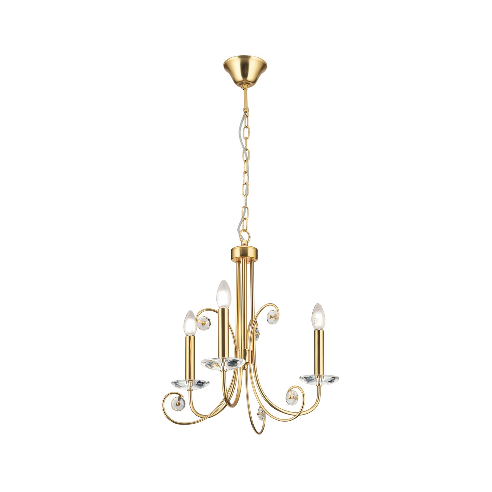 Ariane chandelier, gold-coloured, Ø 50 cm, crystal, 3-bulb.