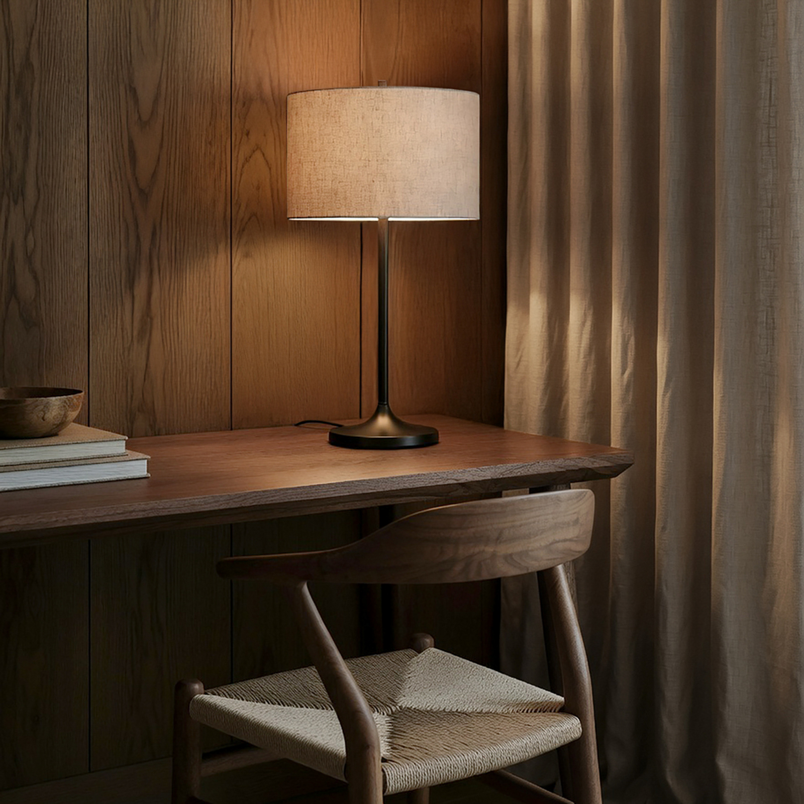 Lampada da tavolo Soft, color naturale/bronzo, altezza 64 cm, lino - Belid