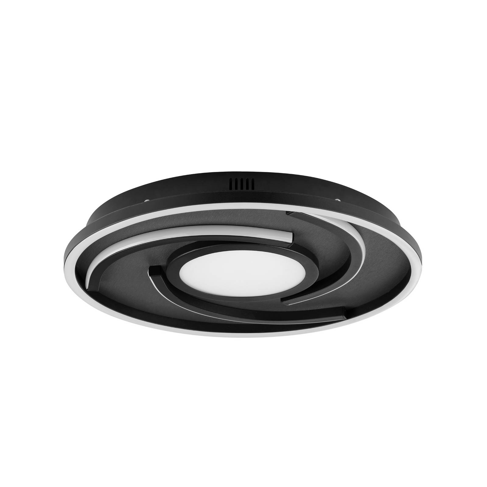 LED-Deckenlampe Hardy, Ø 35 cm, schwarz matt, Metall/Stoff