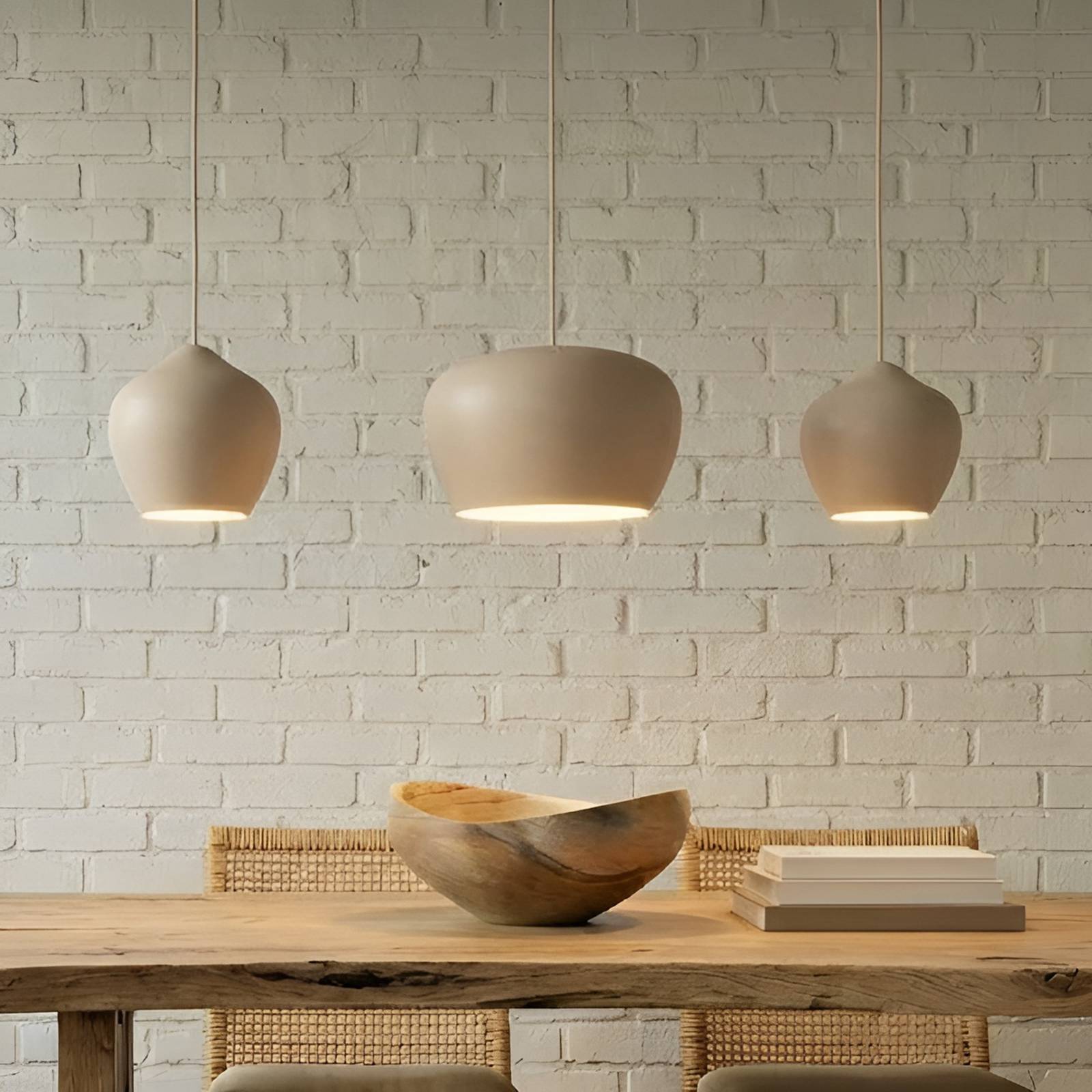 Lucande Hängeleuchte Malisa, beige, 3-fl., Metall, 90 cm günstig online kaufen