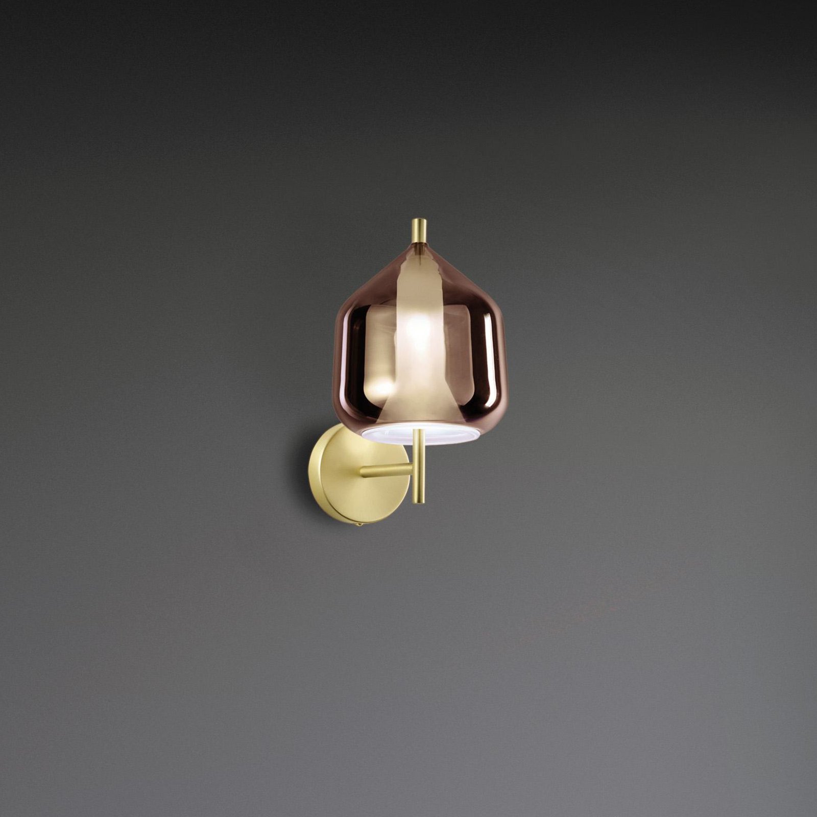 Wall lamp X-Ray, copper/gold-coloured, height 27.5 cm, glass