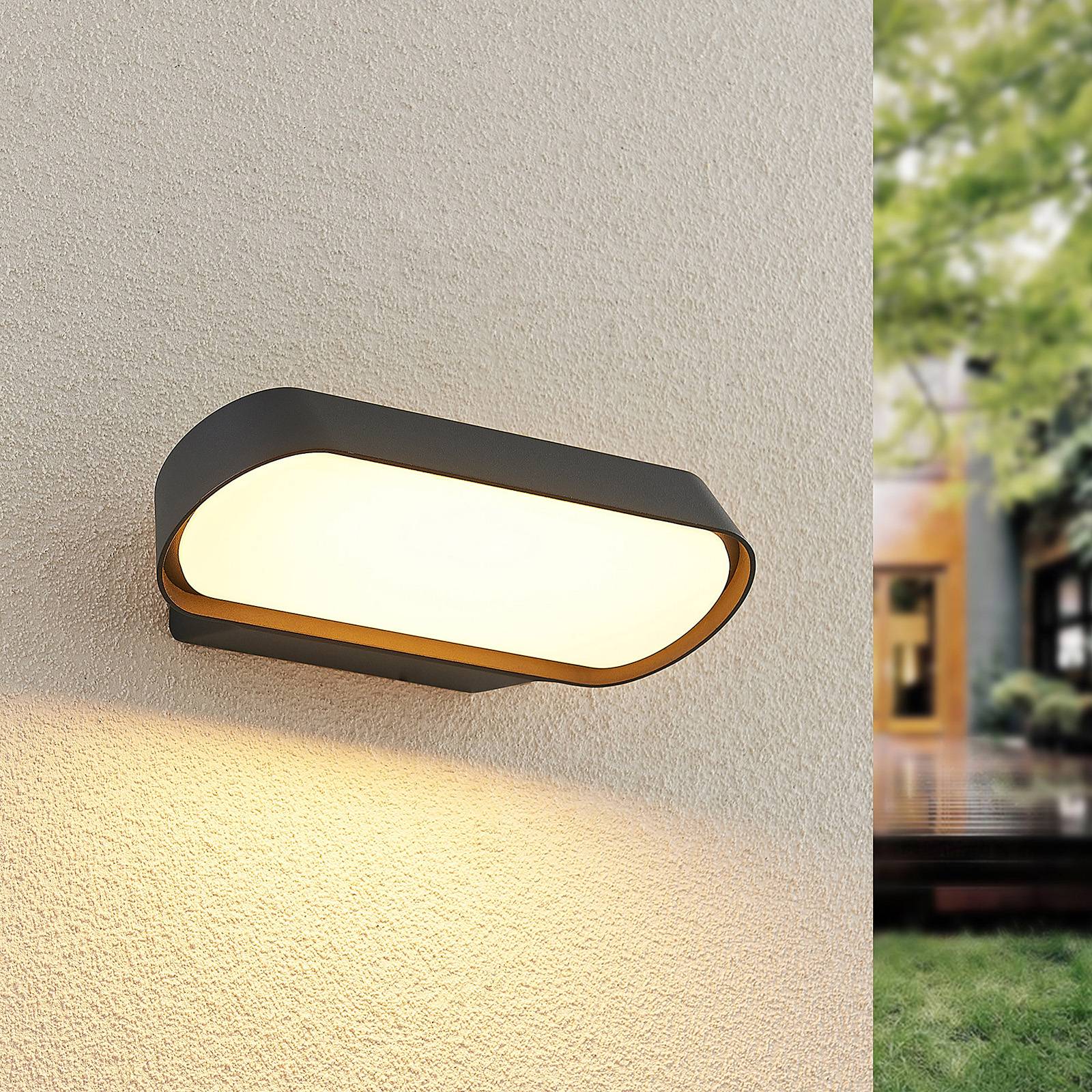 Lucande lucande Badriya LED buiten wandlamp, breedte 25cm, aluminium, polycarbonaat, 11 W, B: 25 cm, H: 6.9 cm