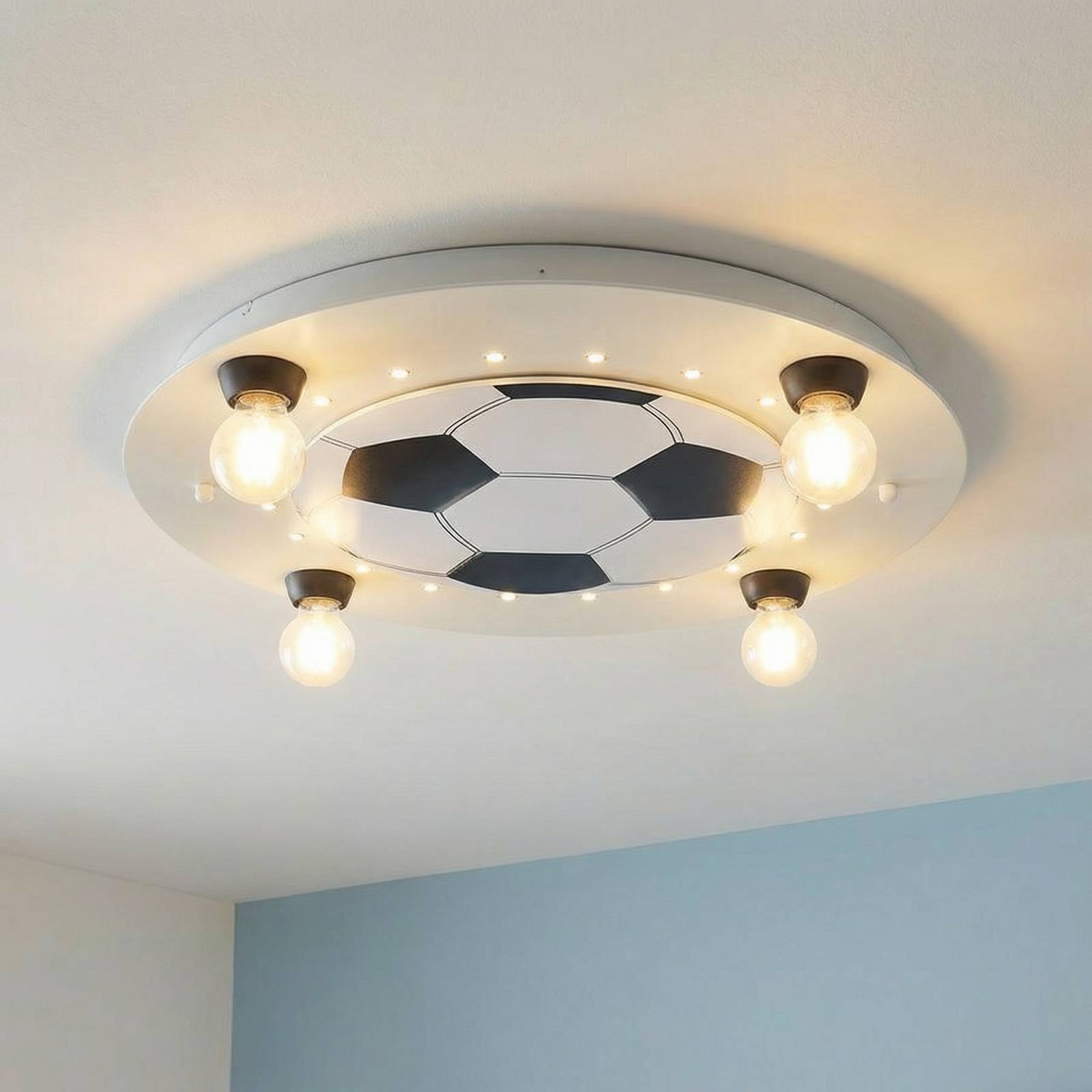 Elobra Plafonnier Football, 4 lampes, argenté-blanc