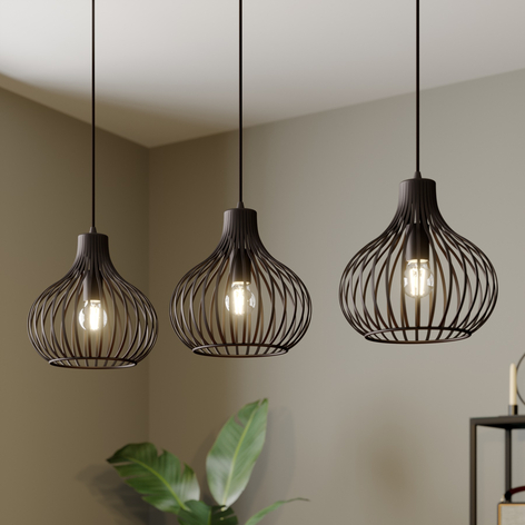 Burpendellampa Frances, brun, 3 lampor