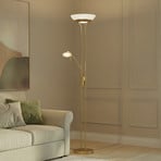 Lindby LED vloerlamp Yveta, messing, metaal, dimbaar, 183cm