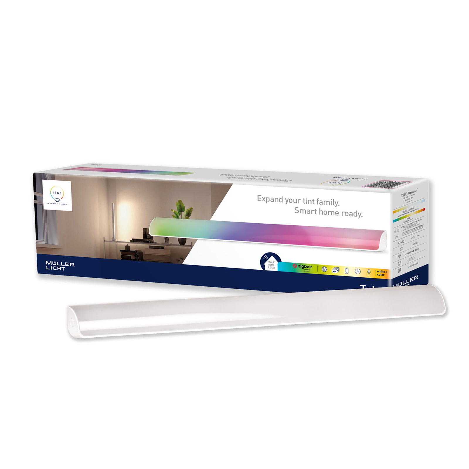 TINT Müller Licht tint Talpa LED batten light, for Living / Dining Room, plastic, 13.5 W, energy efficiency: A+, W: 55 cm, H: 5.2 cm