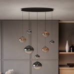 Suspension Stars of Light Pantoja noir/ambre 96 cm, à 8 lampes