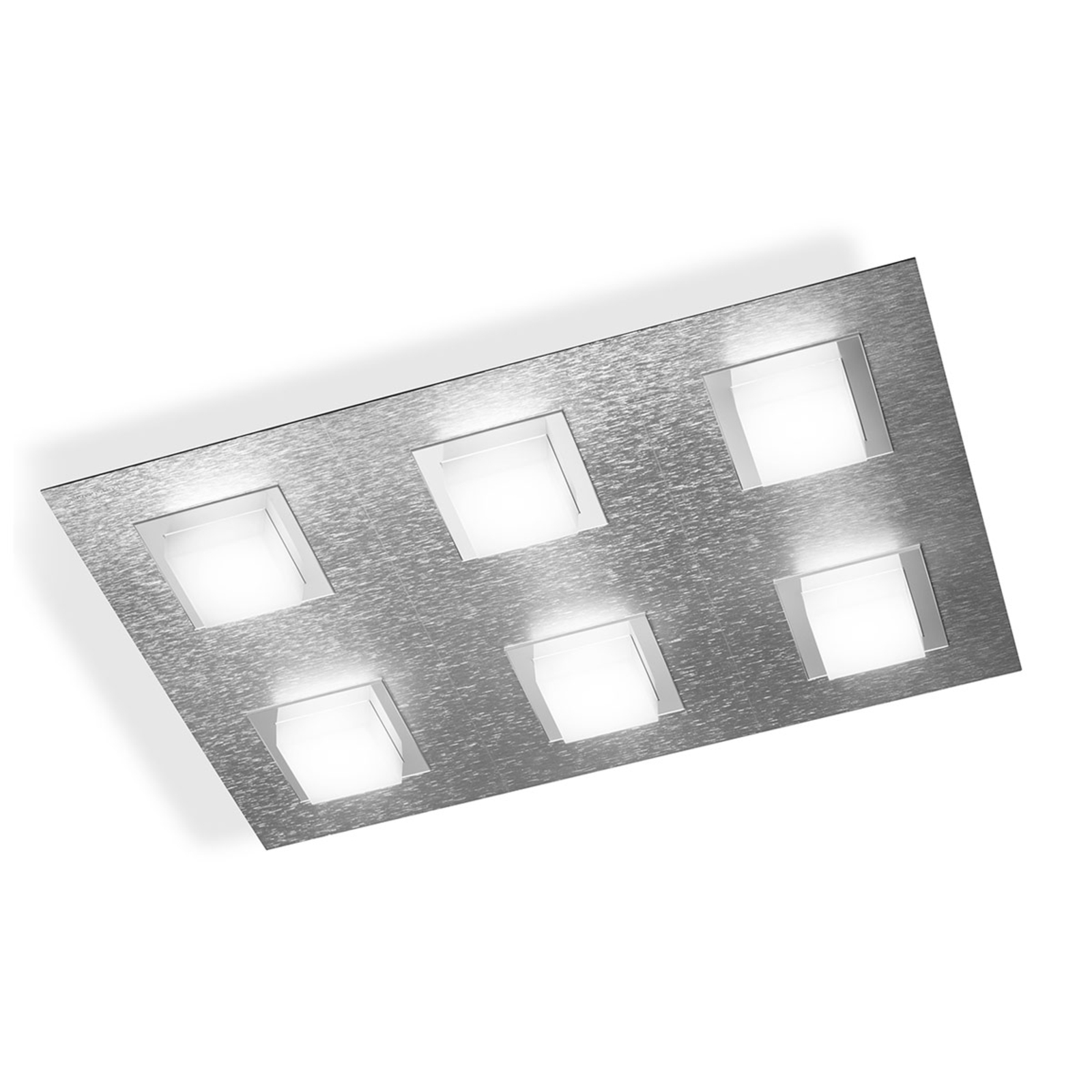 Grossmann GROSSMANN Basic LED ceiling light 6-bulb aluminium, for Living / Dining Room, aluminium, acrylic, 4.1 W, energy efficiency: A+, L: 45 cm, W: 30 cm, H: 5.2 cm