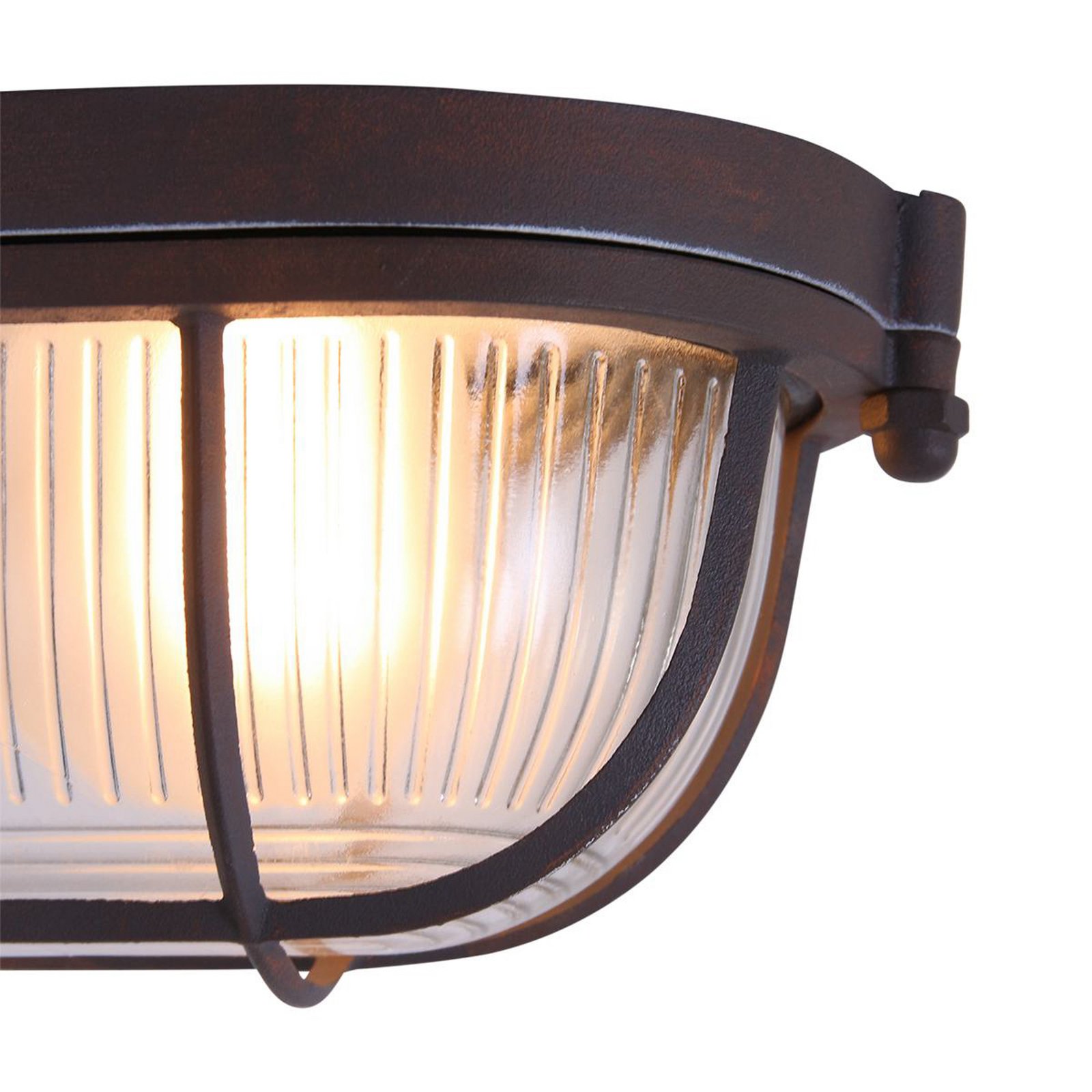 Deckenleuchte Lisanne, braun, oval, Metall, Glas, E27