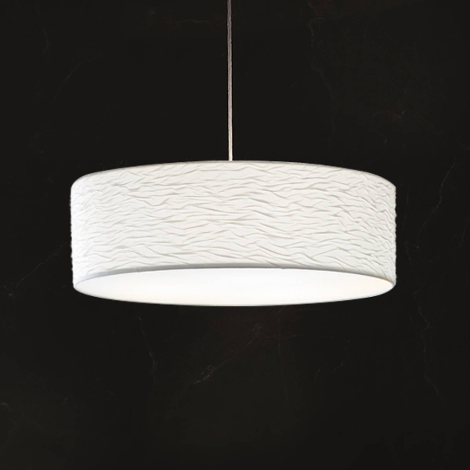 Holtkötter In modern white – wavy Vita P hanging light, for Living / Dining Room, fabric, plastic, E27, 60 W, energy efficiency: A++, H: 18 cm