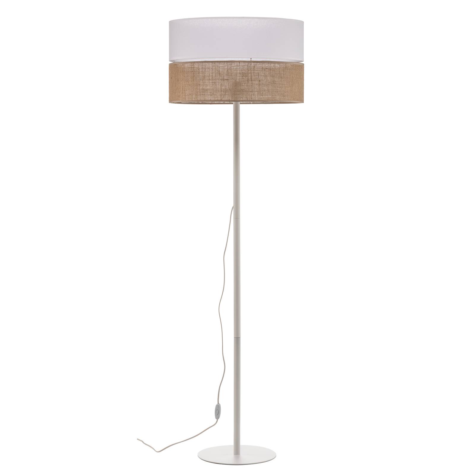 Lampadaire Linobianco abat-jour en tissu et jute