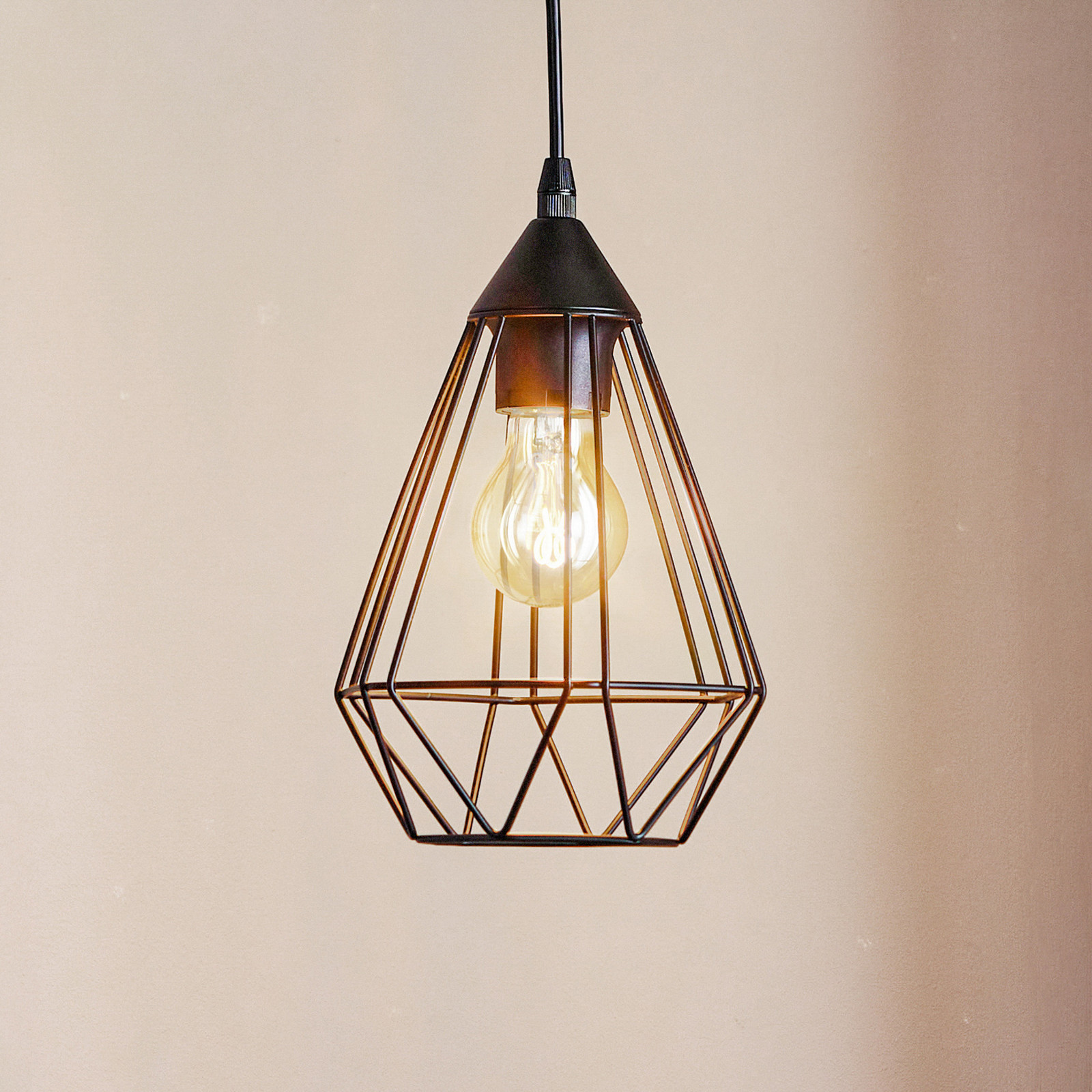 EGLO Tarbes lampă suspendată o sursă 175cm neagră - Camera de zi / sufragerie - Vintage - negru - Metal