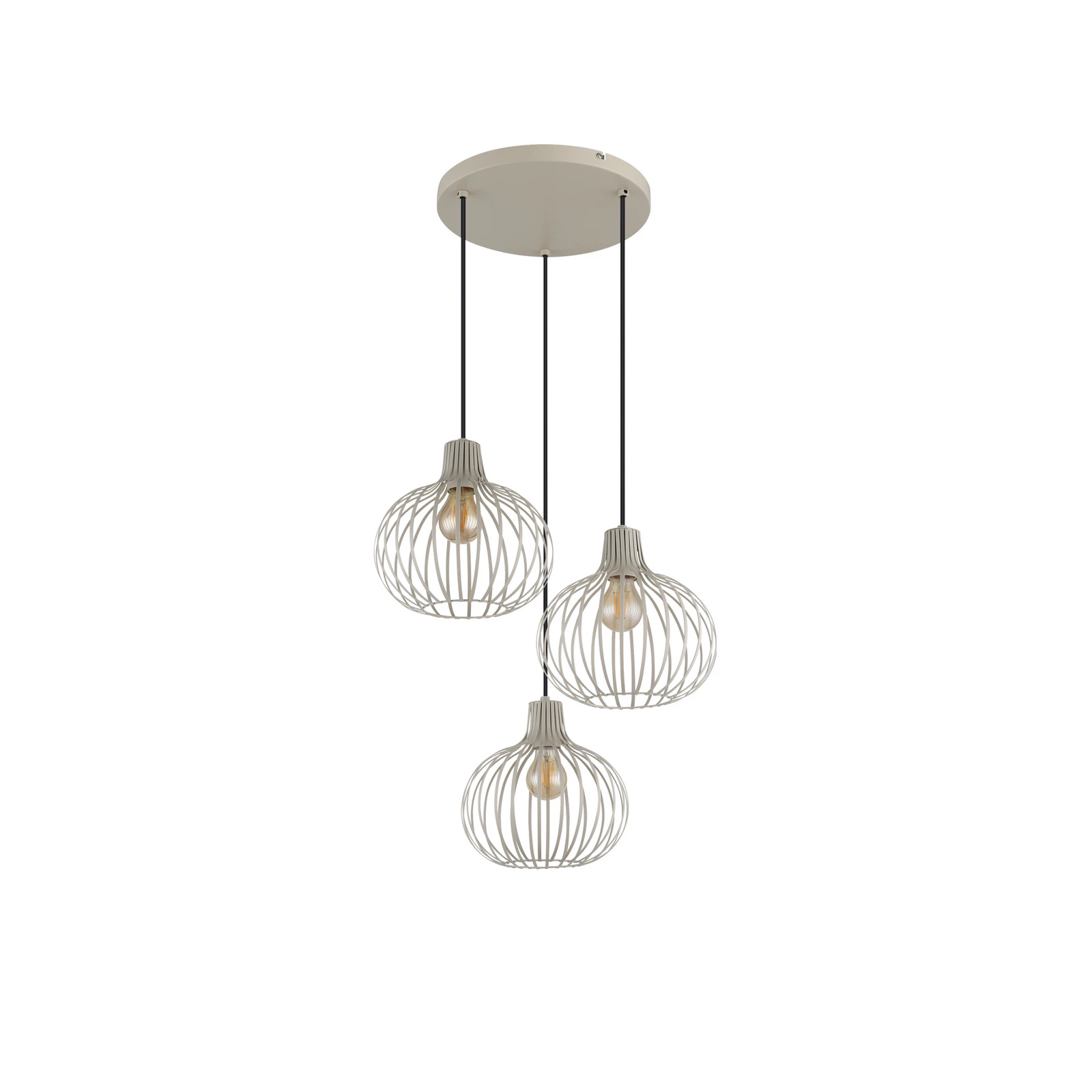 Hängeleuchte Mateo, 3-flg, cremefarben, Metall, Ø 50 cm