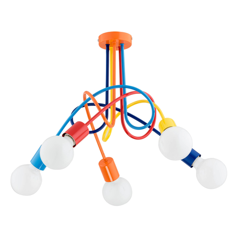 Tarnow ceiling light five-bulb colourful