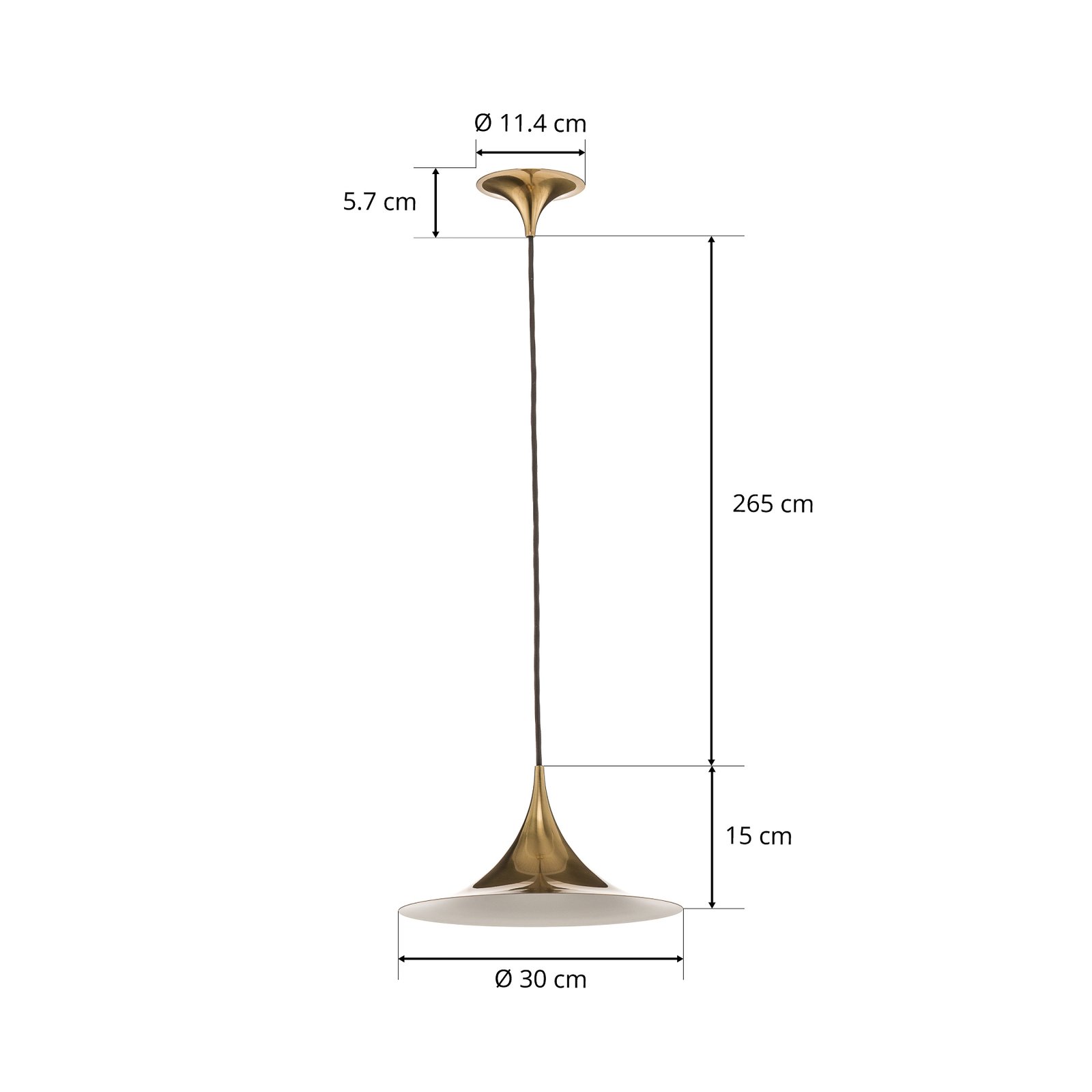 GUBI Lampă suspendată Semi, Ø 30 cm, alamă lucioasă