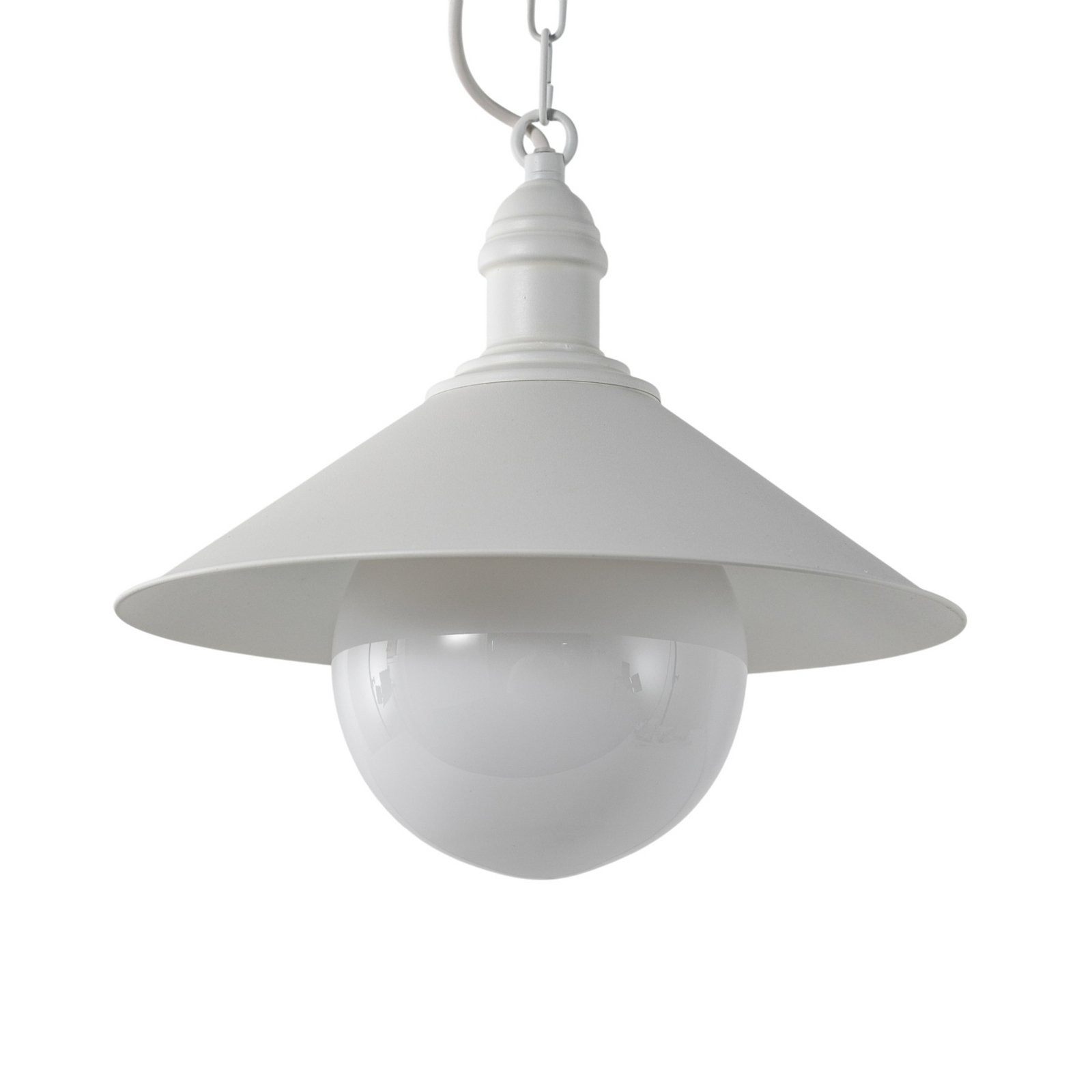 Lampa wisząca zewnętrzna Enduro, biała, stal, szkło, IP44, E27