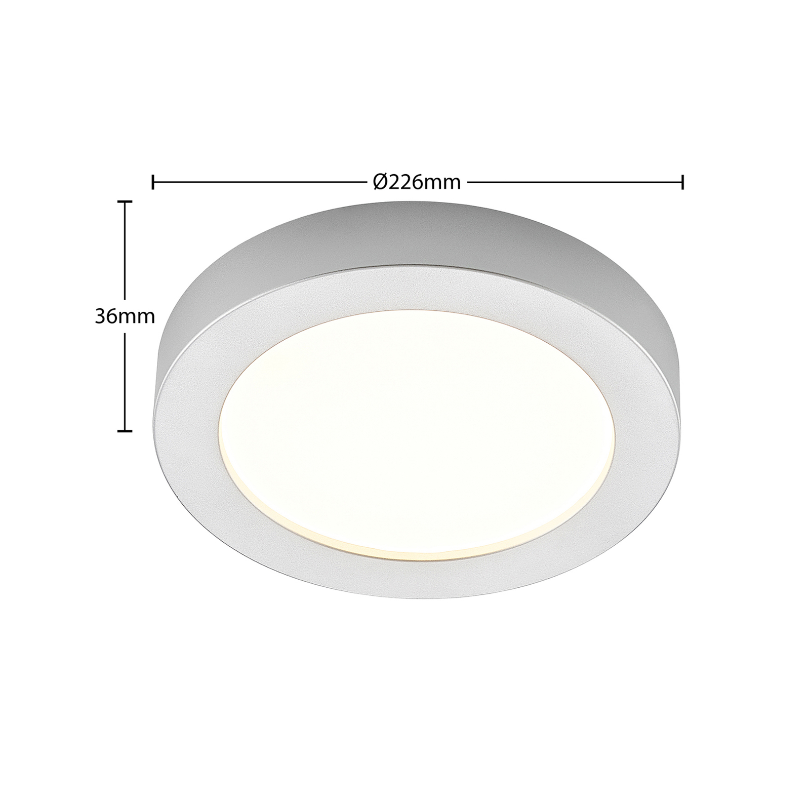 Prios LED-loftlampe Edwina, sølv, 22,6 cm, 10 stk, dæmpbar