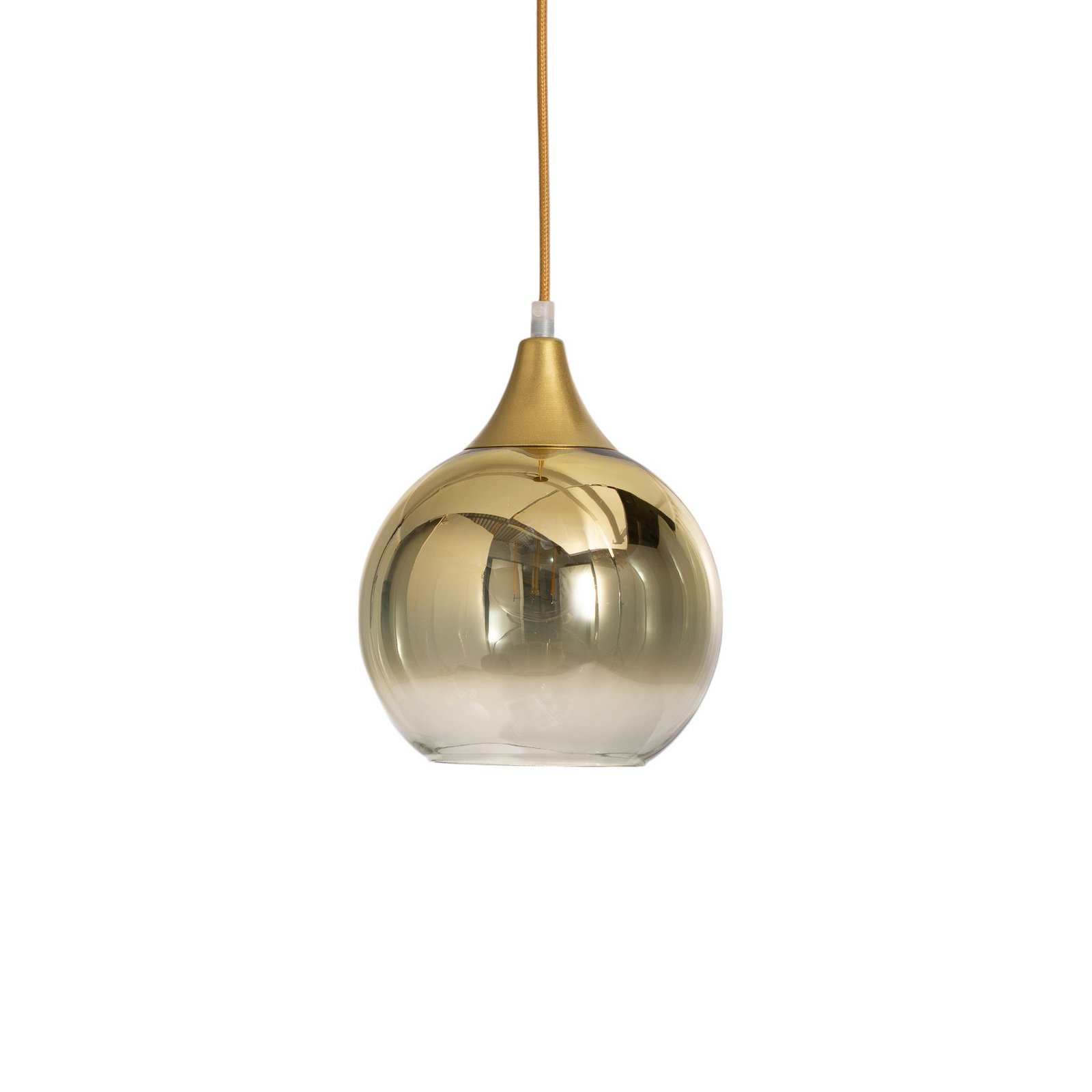 Lampada a sospensione Monte in vetro, 1 luce, oro