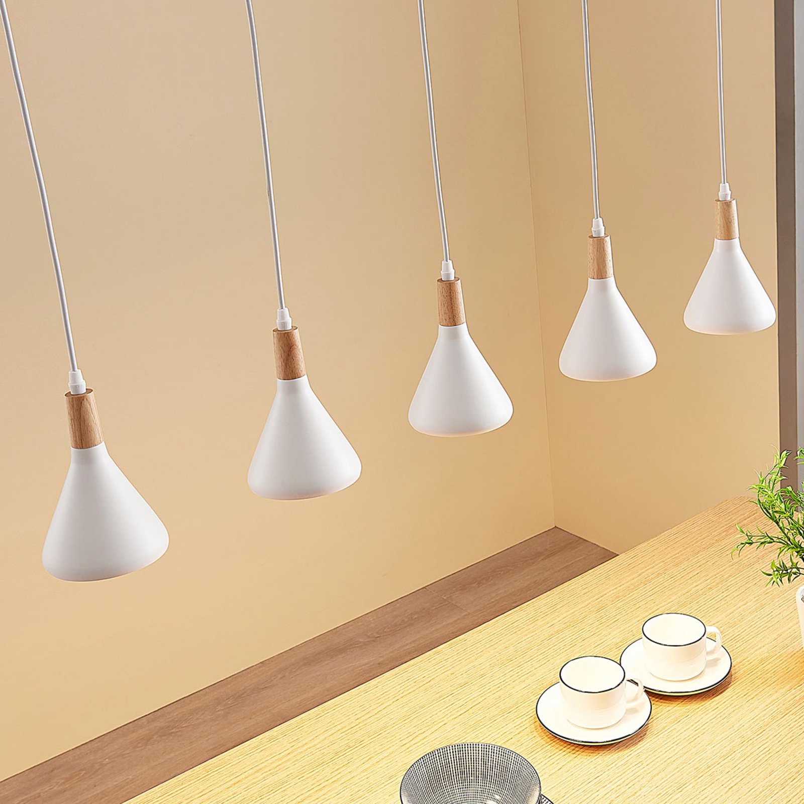 Arina Candeeiro Suspenso White/Wood - Lindby