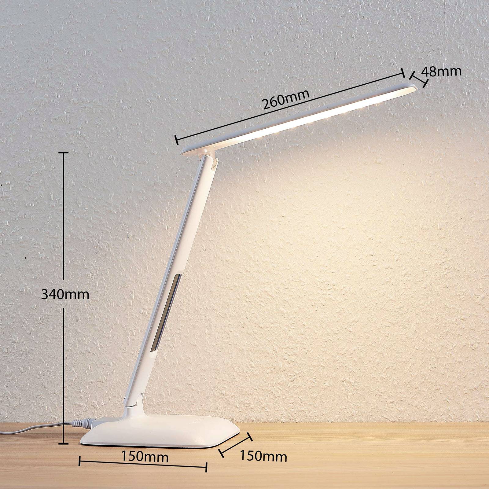 Lindby Ludmilla LED-bordslampa display vit