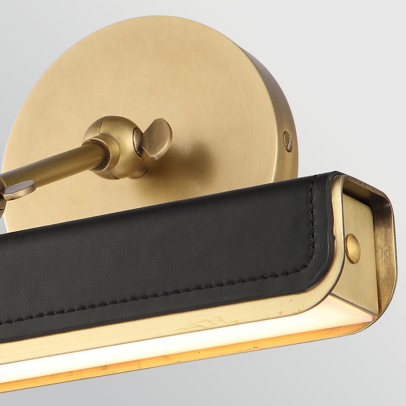VALISE LED wall light, black/antique brass, 31 cm faux leather