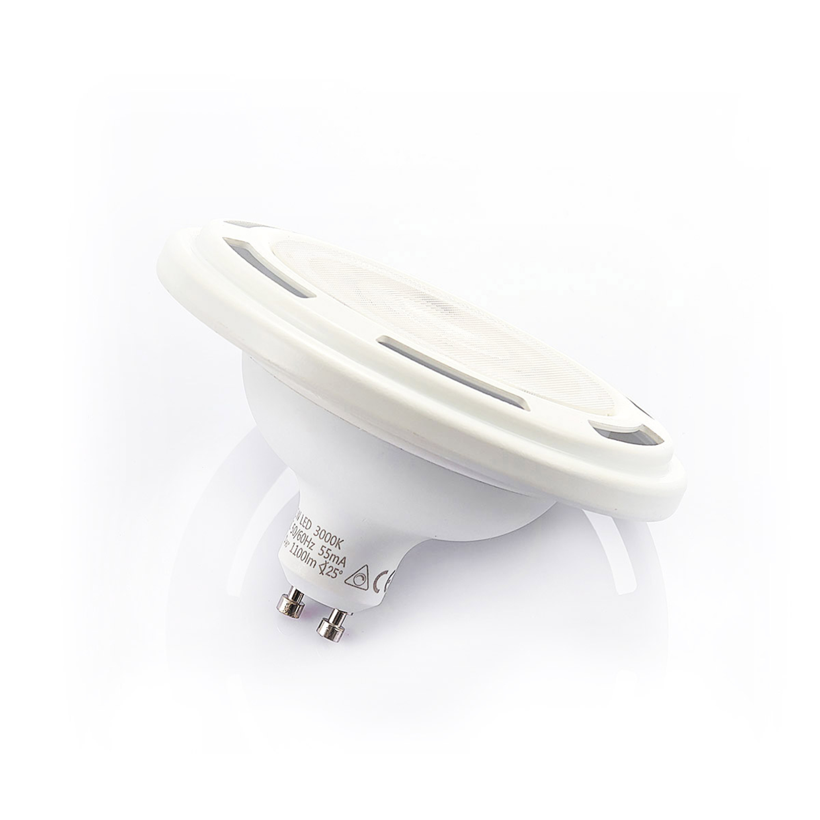 LED reflektor GU10 ES111 11,5W, dimbar 3 000K hvit LED reflektor GU10 ES111 11,5W, dimbar 3 000K sølv