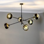 Lampa sufitowa Linear czarna/przezroczysta, 6-pkt.