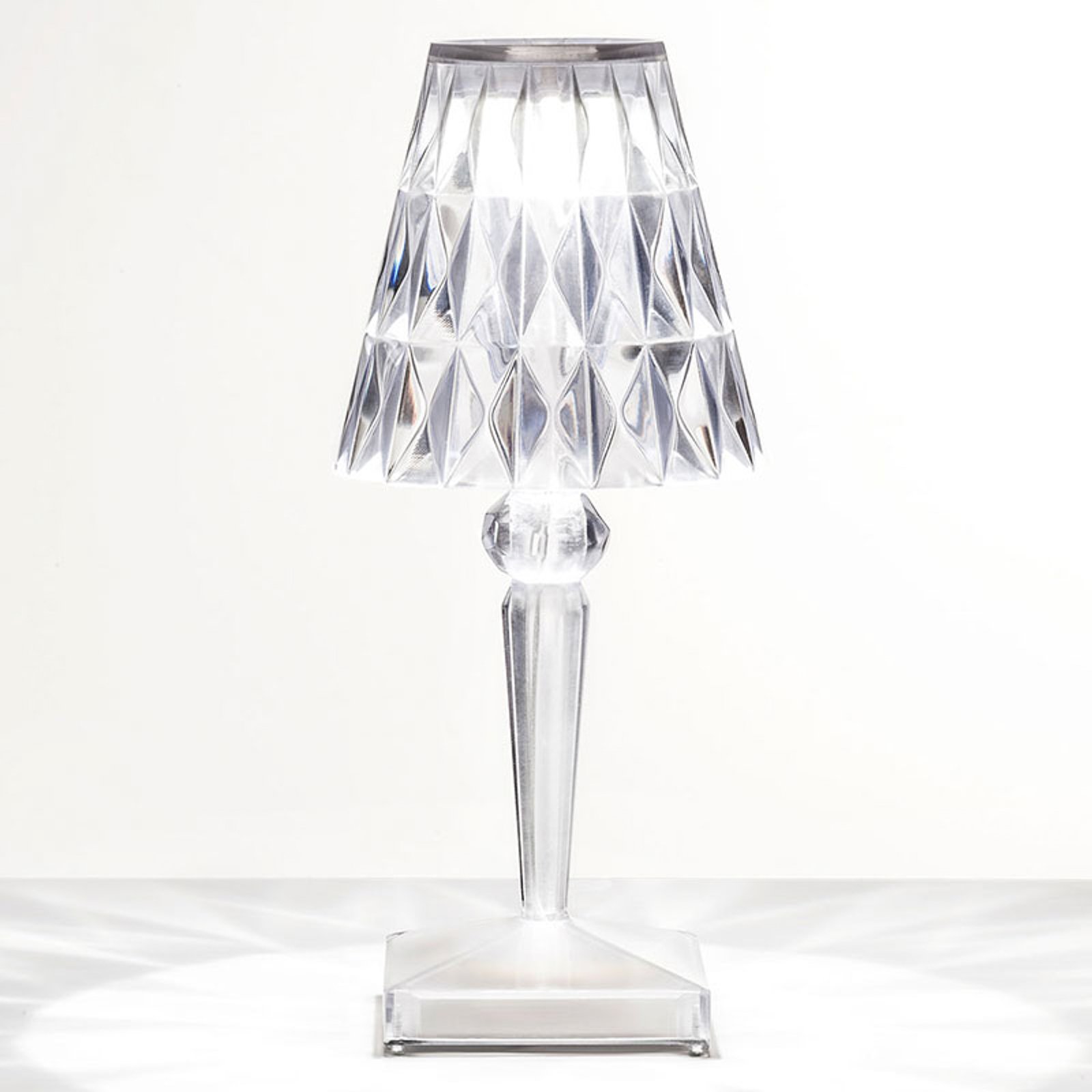 Kartell LED-bordlampe Batteri, transparent, IP54